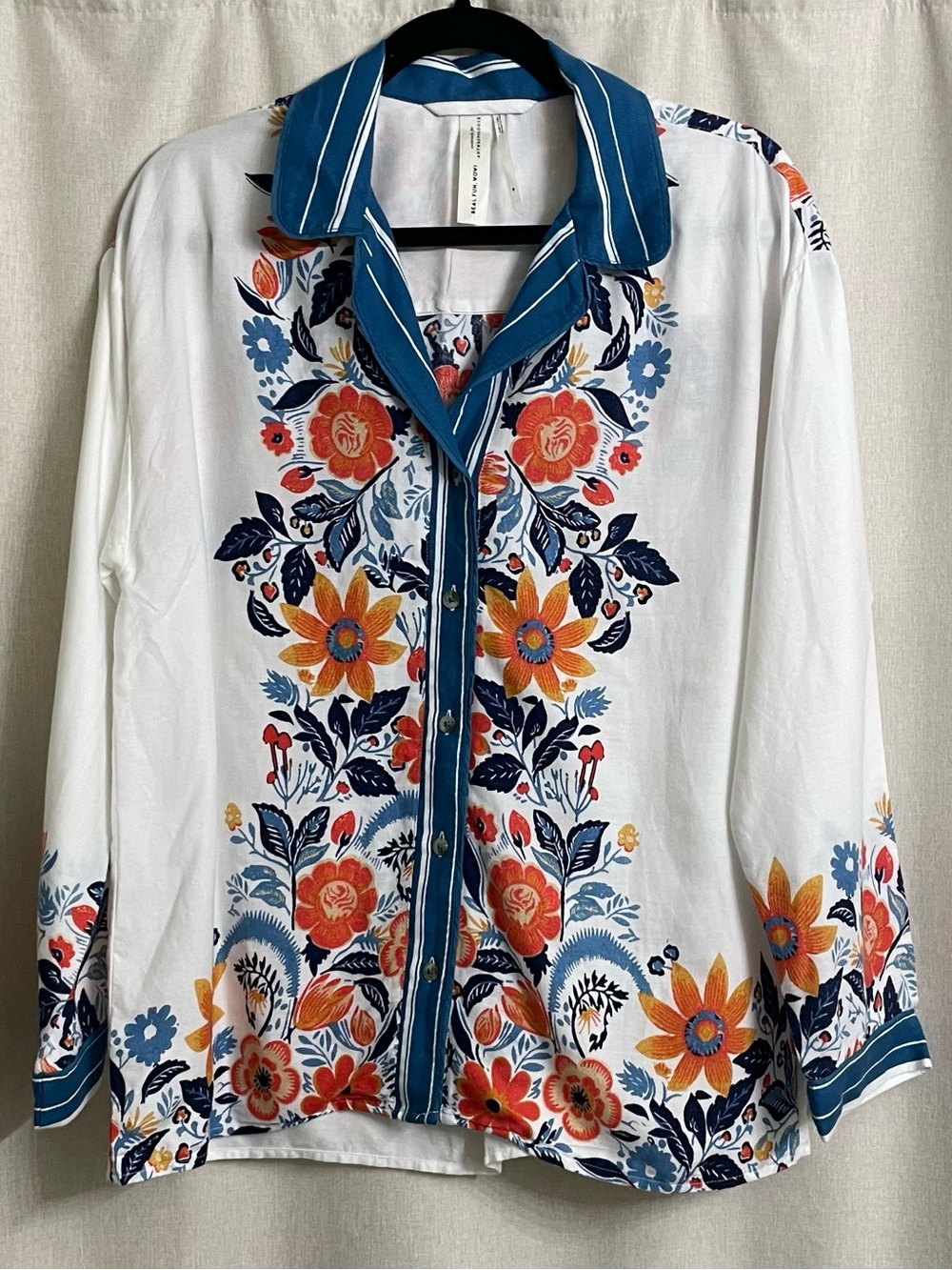 Anthropologie Real Fun Wow Floral Button Down Shirt Blouse Medium Boho